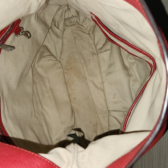 Lauren Ralph Lauren Red Pebbled Leather Bag - Picture 8 of 17